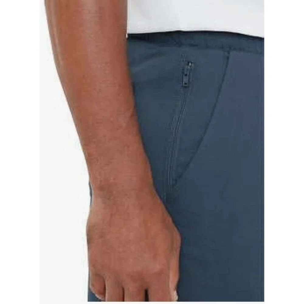 Eddie Bauer Men's XL Knit Lounge Shorts 2-pack Zip Secured Pocket B15 Black Blue - Picture 4 of 12